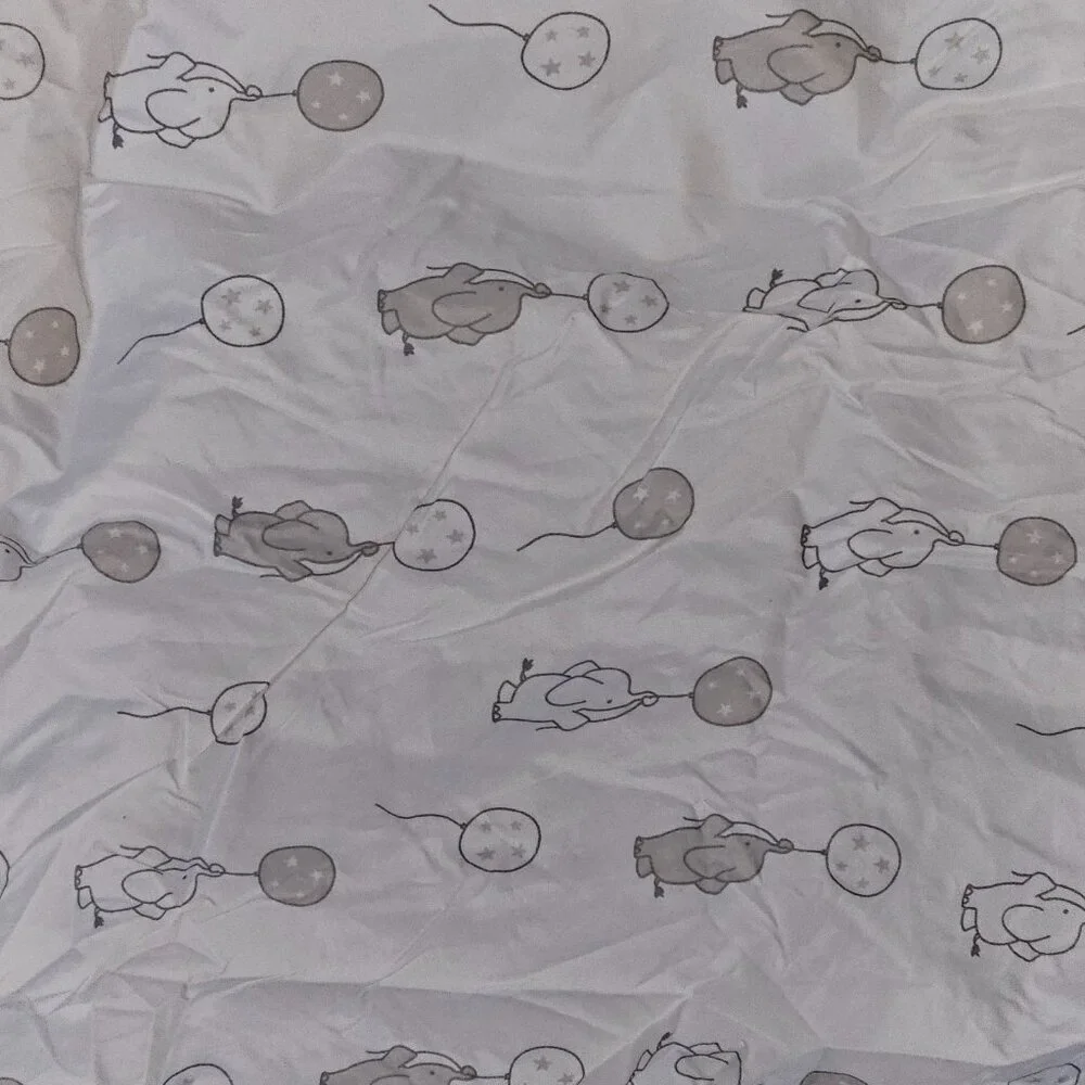 Manhattan Kids Elephant Balloons Comforter Crib Sheet Set White Gray Nursery